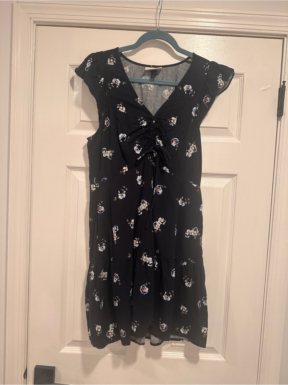 Universal Thread Black Floral Tie-Front Mini Dress